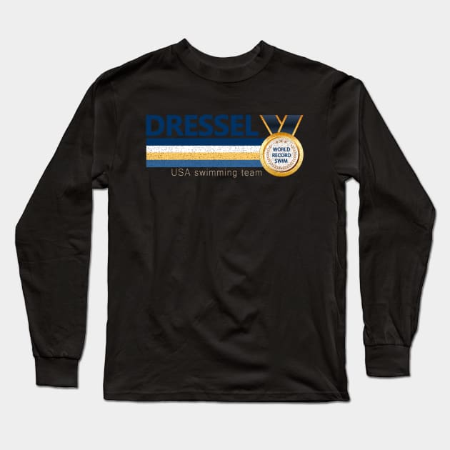 Vintage Dressel USA Swimming Team World Record Swim 2021 Long Sleeve T-Shirt by justiceberate